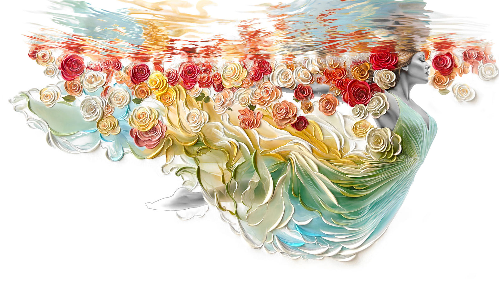 "Emerging Grace"- Original Painting & Hand-Embellished Limited Edition, 60”x34”