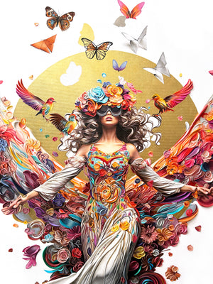 "The sun will rise"- Original Painting & Hand-Embellished Limited Edition, 55”x38”