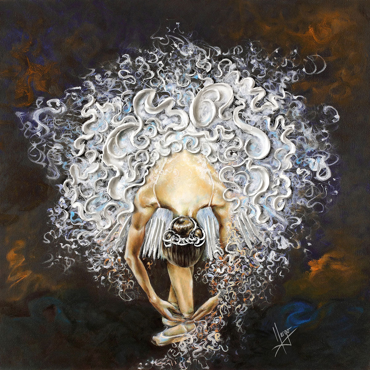 “Devotion” Ballerina dancer painting with tutu embellished