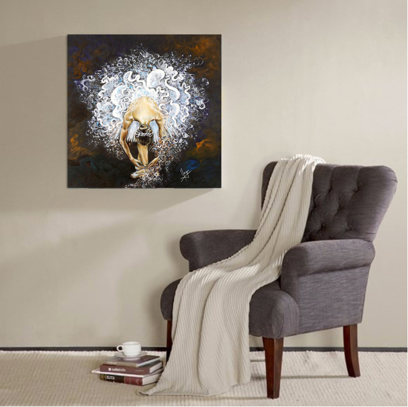 “Devotion” Ballerina dancer painting with tutu embellished