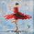 "Balance" woman dancer with red dress painting embellished