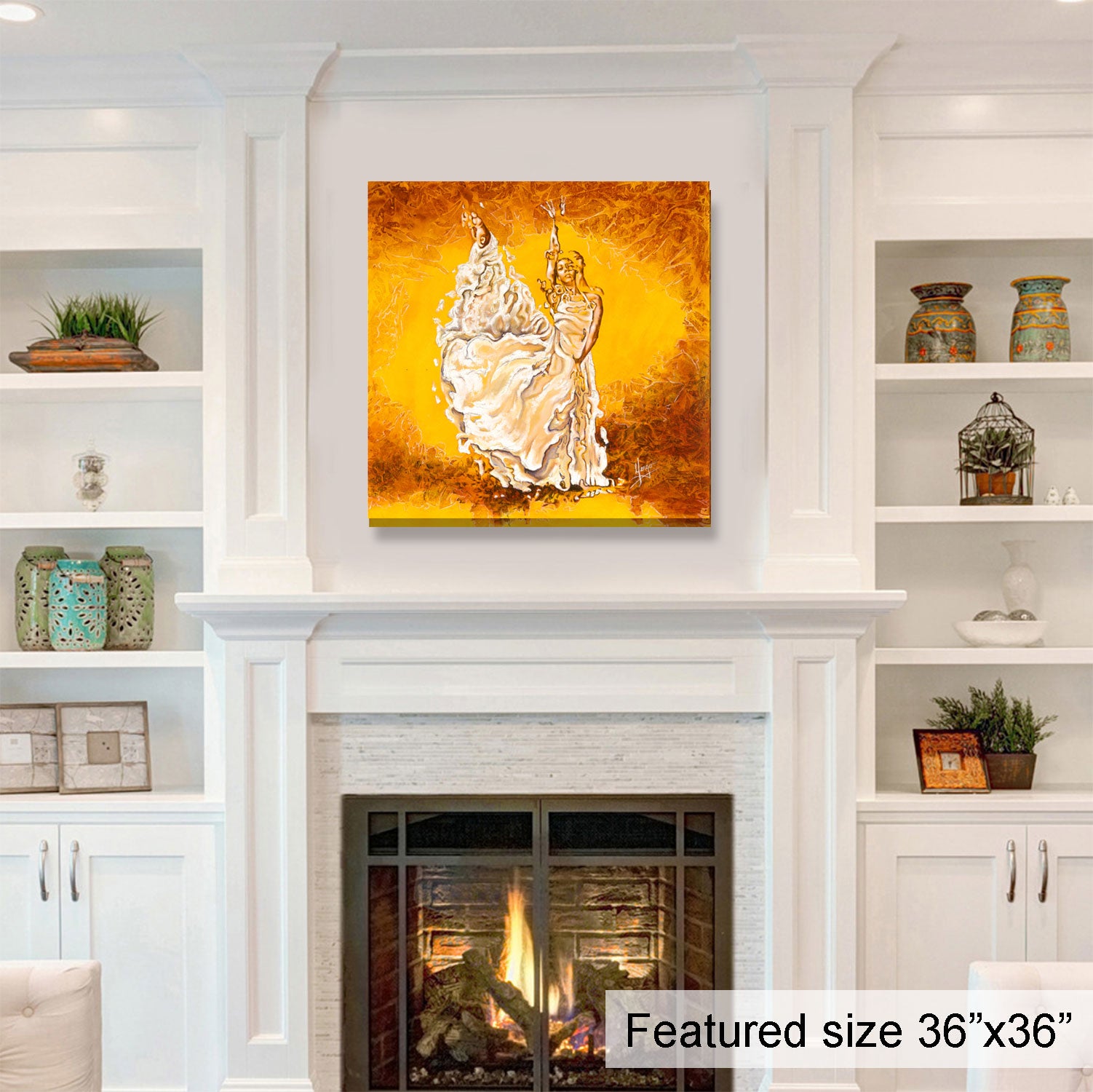 "Let it be peace in my soul" dancer with white dress painting embellished