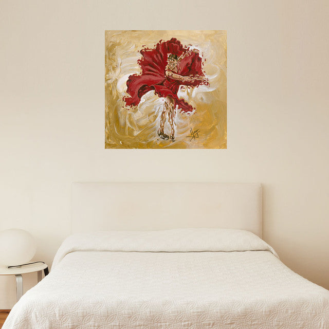 "determination" flamenco woman dancer with red dress painting