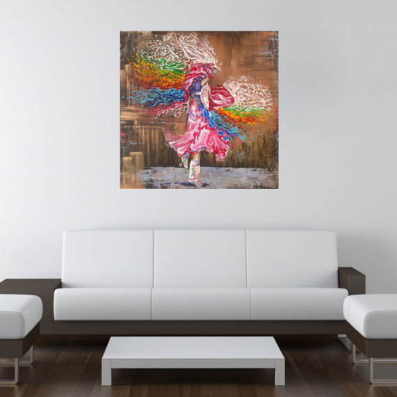 "Dance through the colors of life" native dancer with colorful shawl painting dancer 
