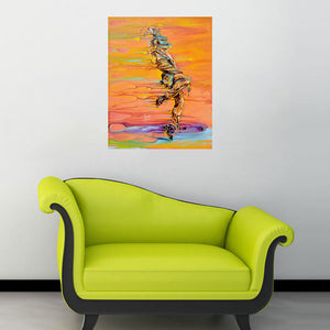 "Step Up" male dancer painting with orange and yellow room view