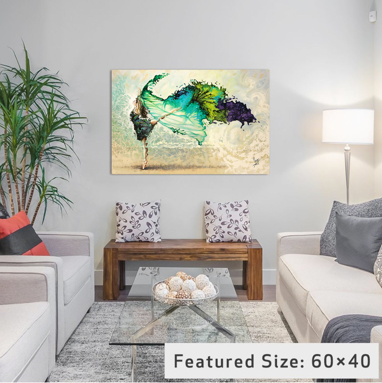 "Like air I'll rise" woman dancer with colorful veil painting