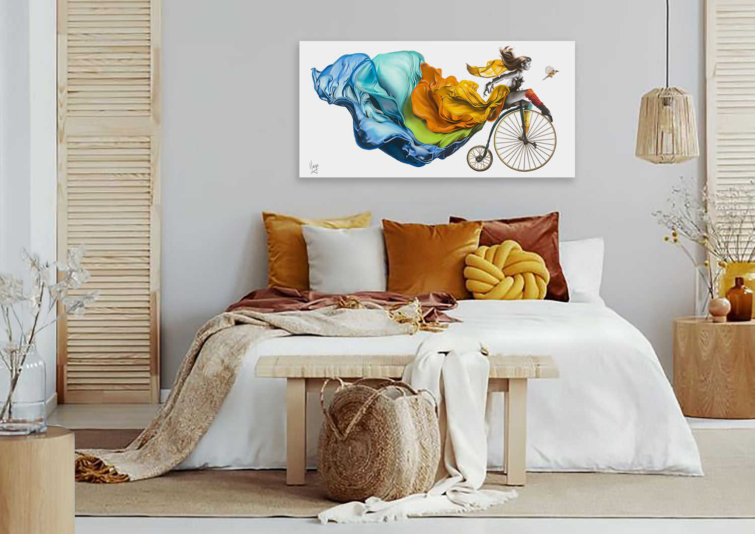 Ride your way woman riding a bicycle painting